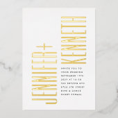 Ultra eenvoudige moderne minimalistische zwart gou folie uitnodiging (Voorkant)