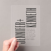 Ultra eenvoudige moderne minimalistische zwart wit acryl uitnodigingen (Insitu (Draagbaar))