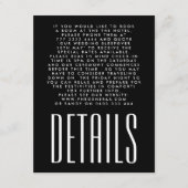 Ultra eenvoudige moderne minimalistische zwart wit informatiekaartje (Voorkant)