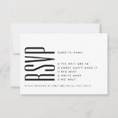 Ultra eenvoudige moderne minimalistische zwart wit RSVP kaartje (Voorkant)