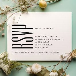 Ultra eenvoudige moderne minimalistische zwart wit RSVP kaartje