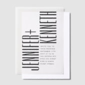 Ultra eenvoudige moderne minimalistische zwart wit vellum uitnodigingen (Offset)