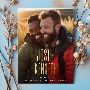 ULTRA EENVOUDIGE MODERNE NAMEN GOUDEN FOTO BEWAAR  FOLIE UITNODIGING