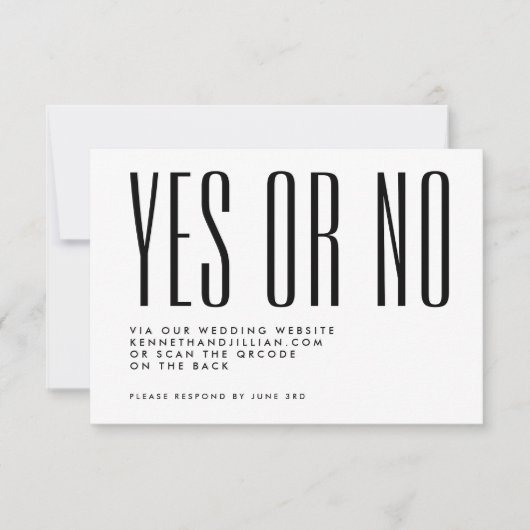 Ultra eenvoudige moderne QR CODE bruiloft website RSVP Kaartje (Voorkant)