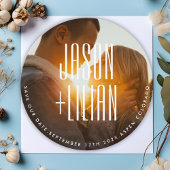 ULTRA EENVOUDIGE VETTE NAMEN FOTO RONDE QR-CODE RS SAVE THE DATE