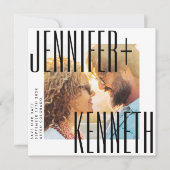 ULTRA EENVOUDIGE VETTE NAMEN FOTO VIERKANT QR CODE SAVE THE DATE (Voorkant)