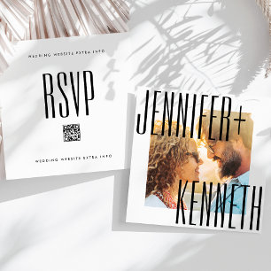 ULTRA EENVOUDIGE VETTE NAMEN FOTO VIERKANT QR CODE SAVE THE DATE