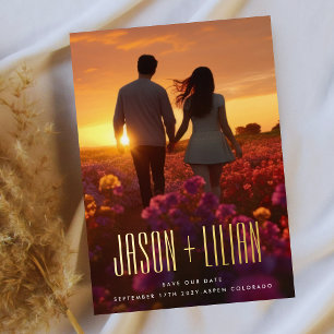 ULTRA EENVOUDIGE VETTE NAMEN GOUDEN FOTO BEWAAR ON FOLIE UITNODIGING