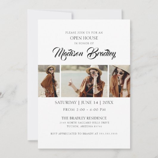 Ultra Elegant 5 Foto Chic Afstuderen Invitation Kaart (Voorkant)