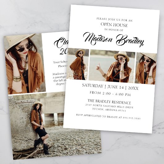 Ultra Elegant 5 Foto Chic Afstuderen Invitation Kaart