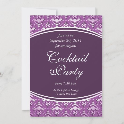 Ultra Elegant Mauve - Silver Embossed Damask Kaart (Voorkant)