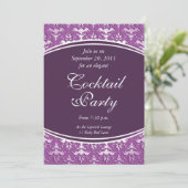 Ultra Elegant Mauve - Silver Embossed Damask Kaart (Staand voorkant)