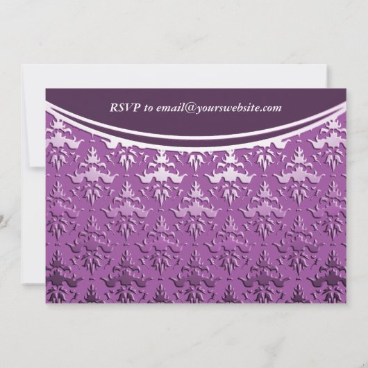 Ultra Elegant Mauve - Silver Embossed Damask Kaart (Achterkant)