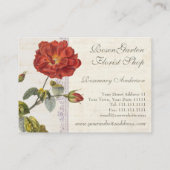 Ultra Elegante Old Fashioned Red Rose voor tuinman Visitekaartje (Achterkant)