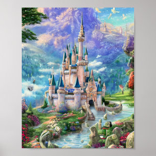 Ultra Gedetailleerde whimsical Fairytale Castle Tr Poster