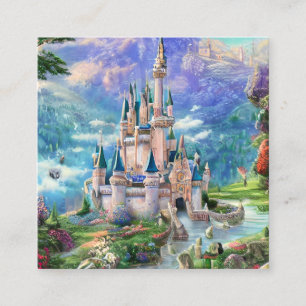 Ultra Gedetailleerde whimsical Fairytale Castle Tr Vierkante Visitekaartje