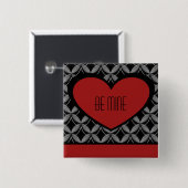 Ultra Glam Heart Button, rood Vierkante Button 5,1 Cm (Voorkant /achterkant)