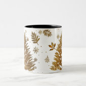 Ultra Glam Liquid Gold Brush Stroke Christmas Tree Tweekleurige Koffiemok (Center)