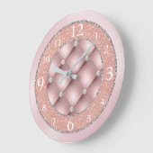 Ultra Glamoureus Roze Glitter en Diamonds Grote Klok (Hoek)