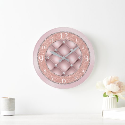 Ultra Glamoureus Roze Glitter en Diamonds Grote Klok (Huis)