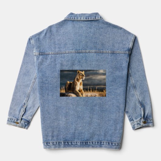 Ultra HD 3D Lioness – Full Body Side Pose on Blac Denim Jacket (Achterkant)