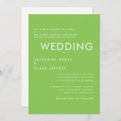Ultra Hedendaagse Lime Green bruiloft uitnodiging (Voorkant / Achterkant)