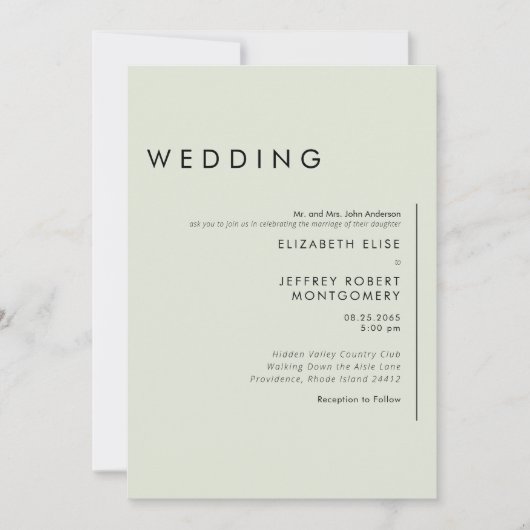 Ultra Hedendaagse Wijze Bruiloft Kaart (Voorkant)