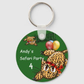 Ultra Leuke Leopard Safari Verjaardag Uitnodiginge Sleutelhanger (Voorkant)