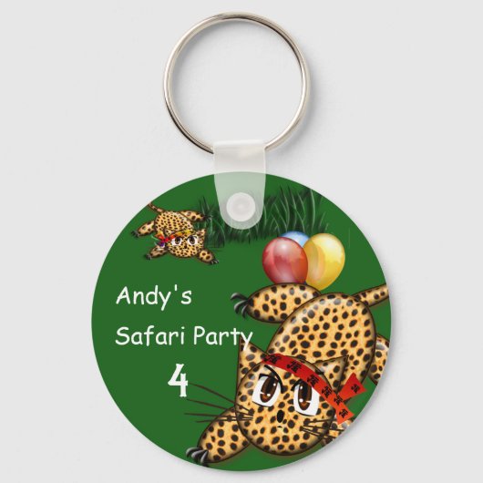 Ultra Leuke Leopard Safari Verjaardag Uitnodiginge Sleutelhanger (Voorkant)