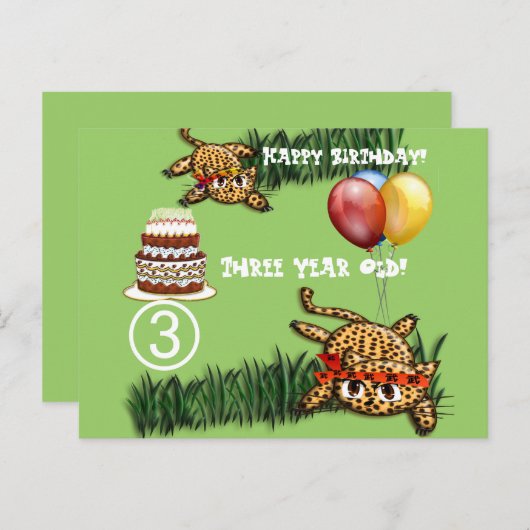 Ultra Leuke Leopard Safari Verjaardag Uitnodiginge Uitnodiging Briefkaart (Voorkant / Achterkant)