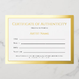 Ultra Luxe Gouden Folie Certificaat van Echtheid Feestdagenkaart