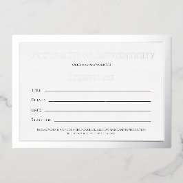 Ultra Luxe Zilveren Folie Certificaat van Echtheid Folie Feestdagenkaart