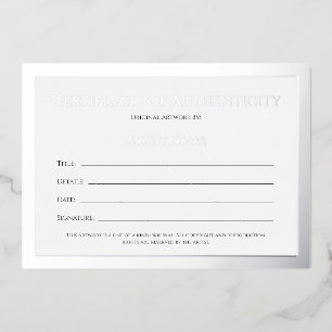 Ultra Luxe Zilveren Folie Certificaat van Echtheid Folie Feestdagenkaart