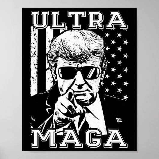Ultra MAGA Fun Anti-Biden US Flag Pro Trump Trend Poster (Voorkant)