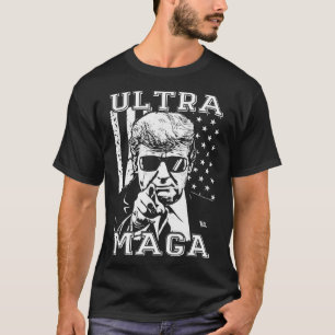 Ultra MAGA Fun Anti-Biden US Flag Pro Trump Trend T-shirt