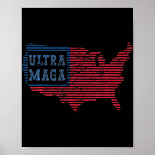 Ultra MAGA Fun Trendy Women Mannen retro US Flag Poster
