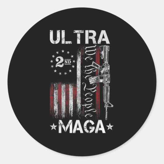 Ultra MAGA Pistool AR - Quote Patriottic American  Ronde Sticker (Voorkant)