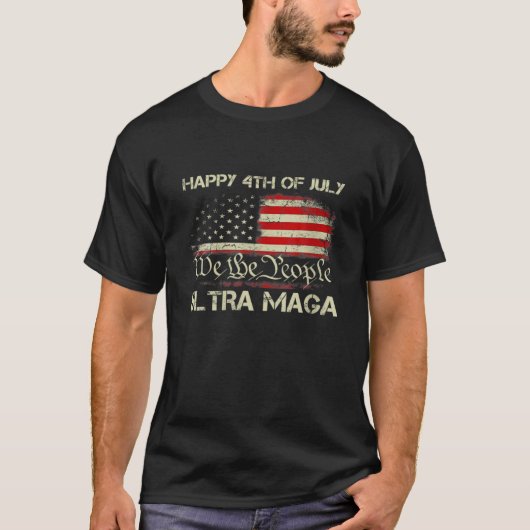 Ultra Maga Proud Anti Biden US Flag Pro Trump 2024 T-shirt (Voorkant)