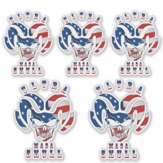 Ultra Maga schedel | 8"x 8"- Glanzend Transparant Sticker (Voorkant)