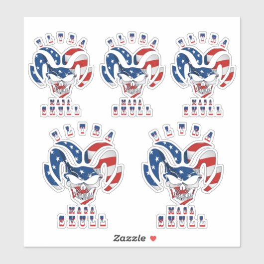 Ultra Maga schedel | 8"x 8"- Glanzend Transparant Sticker (Vel)
