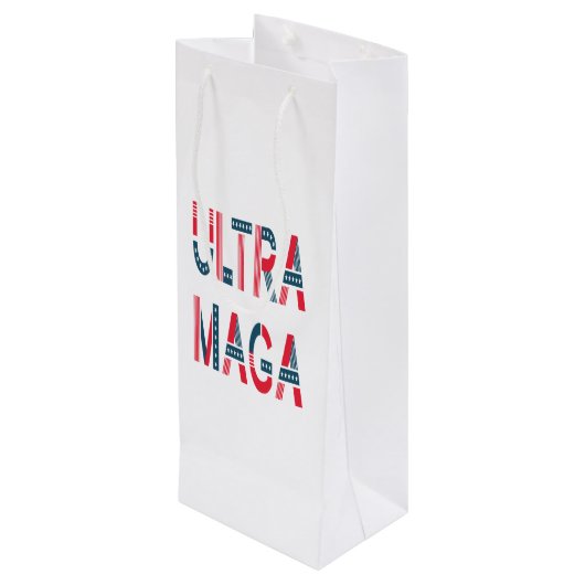 Ultra MAGA Trump Patriotic Republican Conservative Wijn Cadeautas (Achterkant Gekanteld)