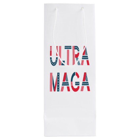Ultra MAGA Trump Patriotic Republican Conservative Wijn Cadeautas (Achterkant)