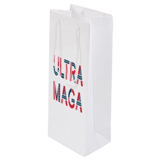 Ultra MAGA Trump Patriotic Republican Conservative Wijn Cadeautas (Voorkant Gekanteld)