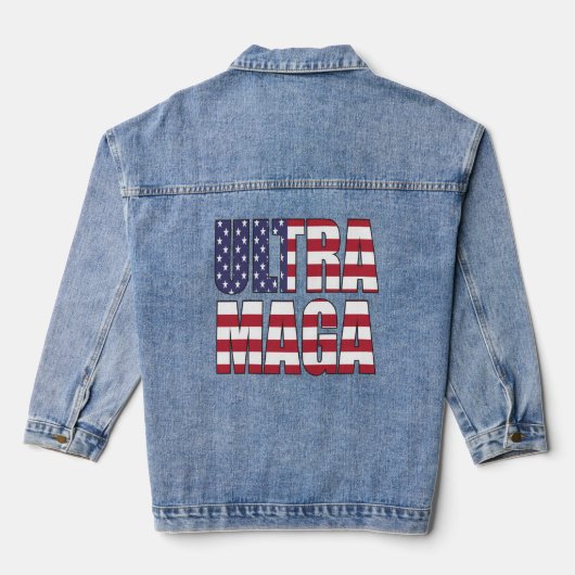 Ultra MAGA Trump Supporter ⛳ Geweldig Weer USA Denim Jacket (Achterkant)