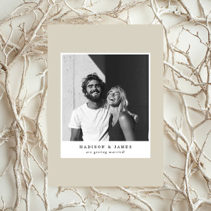 Ultra Minimaal Casual Foto Frame Beige Trouwen Save The Date