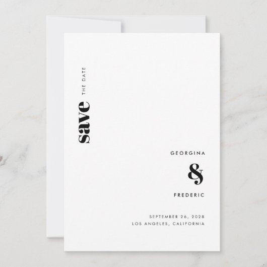 Ultra Minimal Black White Typography Wedding Save The Date (Voorkant)