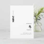 Ultra Minimal Black White Typography Wedding Save The Date (Staand voorkant)
