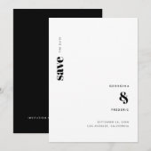 Ultra Minimal Black White Typography Wedding Save The Date (Voorkant / Achterkant)