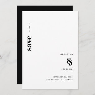 Ultra Minimal Black White Typography Wedding Save The Date