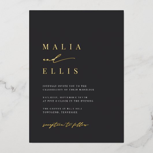 Ultra Minimal | Calligrafie Accent Photo Wedding Folie Uitnodiging (Voorkant)